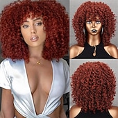 economico Parrucche trendy sintetiche-parrucche afro ricci biondi per donne nere parrucche afro bionde ombre anni &#039;70 per donne parrucche ricci crespi anni &#039;70 biondo mixd marrone