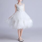 baratos Vestidos para Menina das Flores de Casamento-Princesa Até os Joelhos Vestido para Meninas das Flores Festa de Casamento Meninas Lindo Vestido de Baile Renda com Pétala Costas de Renda Mini Noivas Ajuste 3-16 anos