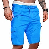 お買い得  クラシック-男性用 カーゴショーツ ワークアウトショーツ カジュアルショーツ ドローストリング マルチポケット ソリッド 履き心地よい 耐久性 アウトドア 日常 ストリートファッション カジュアル アーミーグリーン ブラック マイクロエラスティック