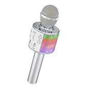 baratos Microfones-Microfone de karaokê infantil microfone de karaokê sem fio com luz led para meninas 3-12 anos brinquedos de presente de natal para crianças