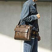 levne Pánské tašky-Pánské Aktovka Taška na laptop PU kůže Kancelář Denní Zip Vrstvené Anti-Dust Pevná barva Tmavěhnědá Černá Hnědá