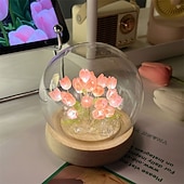Недорогие Декоративные огни-DIY Ночной Светильник Тюльпан Имитация Цветка Спальня Подарок INS Светильник для Сна Подарок на День Рождения Атмосферный Свет Декор Стола