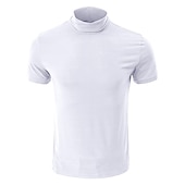 voordelige basis t-shirts-Voor heren T-shirt Coltrui Korte mouw Hoge nek Zomer Effen Stijlvol Modern eigentijds Comfortabel Vakantie Uitgaan Casual / Dagelijks Koffie Top T-shirt voor mannen