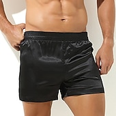 billiga Sov botten-Herr Vardagsklädsel Pyjamasshorts Slät Ledigt Komfort Hem Dagligen Säng Polyester Andningsfunktion Mjuk Elastisk midja Vår Sommar Ljusrosa Svart