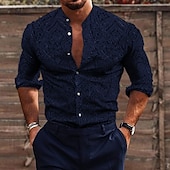 cheap Ethnic Pattern-Men&#039;s Floral Shirt Button Up Shirt Long Sleeve Vintage Fashion Designer Outdoor Casual Holiday Fall &amp; Winter Stand Collar Print Button-Down Black White Yellow Blue Brown