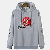 billiga 3D Mönster-Herr Blommig Grafiska tryck Huvtröja Huvtröjor Tröja Streetwear Grundläggande Långärmad Huva Sport &amp; Utomhus Dagligen Sport Vit Grå Vår &amp; Höst Designer