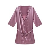 preiswerte Morgenröcke-Herren Morgenmantel Bademantel Einfarbig Stilvoll Casual Heim Täglich Bett Polyester Atmungsaktiv Weich Kapuzenpullover Langarm Frühling Sommer Weiß Rosa