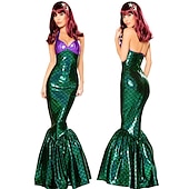 abordables Déguisements pour femmes-La Petite Sirène Sirène Aqua Reine Princesse Aqua Costume de cosplay Costume de fête Cosplay de Film for Femmes Adulte Noël Carnaval Enterrement de Vie de Jeune Fille