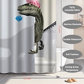 levne Sprchové závěsy-Sada závěsů do sprchy s dinosaury 180cm*180cm(70&quot;*70&quot;) s háčky do koupelny bílý veselý látkový závěs pro děti skvělý roztomilý a jedinečný doplněk do koupelny s ramenem