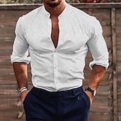 cheap Ethnic Pattern-Men&#039;s Floral Shirt Button Up Shirt Long Sleeve Vintage Fashion Designer Outdoor Casual Holiday Fall &amp; Winter Stand Collar Print Button-Down Black White Yellow Blue Brown