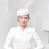 olcso Fascinatorok-sapka fejfedő 100% gyapjú svájcisapka meleg hálós sapka parti/esti alkalmi divat stewardess gyapjú sapka