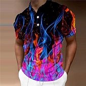 preiswerte Geometrisches Poloshirt für Herren-Herren Grafik Poloshirts Golfshirt Kurzarm Polo-Shirts Hemden mit Kragen Lässig Urlaubskleidung Rave-Kleidung Party-Outfits Knöpfe 3D-Druck Hellgrün Rote Blau