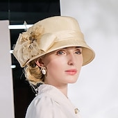 economico Cappelli per feste-cappelli in fibra bombetta / cappello a cloche tea party corsa di cavalli elegante con copricapo di piume copricapo / occasione speciale