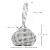 cheap Clutches &amp; Evening Bags-Women&#039;s Silver Rhinestone Evening Bag - Elegant Crystal Clutch with Wrist Strap for Weddings, Parties, and Formal Events