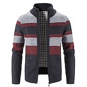 preiswerte Herren Strickjacke-Herren Pullover Strickjacke Zip Pullover Reißverschluss Pullover Jacke Gerippt Stricken Strick Farbblock Ständer Modisch Casual Sport Freizeitskleidung Bekleidung Herbst Winter Marineblau Blau M L XL