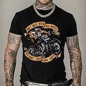 baratos Camiseta gráfica masculina-Homens Estampas Abstratas Motocicletas Camiseta Estilo casual Algodão Manga Curta Gráfico Camisa Preto Branco Azul Marinho Camiseta confortável Férias Rua Roupas de estilistas
