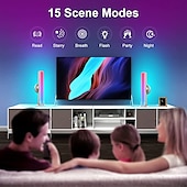 cheap Smart Lights-LED Smart Light Bar with Control Ambient Lights Tuya Smart Wifi LED Computer Desktop Background Atmosphere Light E-sports RGB Slide Light with Bluetooth Music Pickup Light RGBIC Plug Power Supply2 Pcs