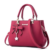 abordables Cabas et fourre-tout-Femme Sac à main Sac bandoulière Cartable Sac à Poignée Supérieure faux cuir Bureau du quotidien Rendez-vous Noeud Couleur unie Vin Noir Rose dragée