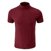 voordelige basis t-shirts-Voor heren T-shirt Coltrui Korte mouw Hoge nek Zomer Effen Stijlvol Modern eigentijds Comfortabel Vakantie Uitgaan Casual / Dagelijks Koffie Top T-shirt voor mannen