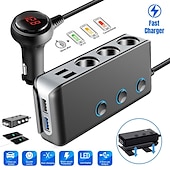 お買い得  車用充電器-シガレット ライター ソケット 4 usb 充電器 スプリッター 12v アウトレット 電源アダプター 車 新