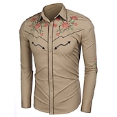 economico camicie western da uomo-Per uomo Rosa Stampe astratte Camicia Camicia occidentale Camicia da cowboy Manica lunga Di tendenza Streetwear Originale Esterno Giornaliero Autunno inverno Collo ripiegabile Stampa Bottone giù Nero