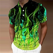 preiswerte Geometrisches Poloshirt für Herren-Herren Grafik Poloshirts Golfshirt Kurzarm Polo-Shirts Hemden mit Kragen Lässig Urlaubskleidung Rave-Kleidung Party-Outfits Knöpfe 3D-Druck Hellgrün Rote Blau