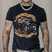 baratos Camiseta gráfica masculina-Homens Estampas Abstratas Motocicletas Camiseta Estilo casual Algodão Manga Curta Gráfico Camisa Preto Branco Azul Marinho Camiseta confortável Férias Rua Roupas de estilistas
