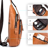 economico Borselli da uomo-borsa a tracolla da uomo in pelle marrone con tasche multiple per attività casual, di viaggio e all&#039;aperto