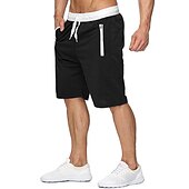 cheap Sweat Shorts-Men&#039;s Athletic Shorts Active Shorts Sweat Shorts Pocket Drawstring Solid Colored Comfort Wearable Knee Length Outdoor Daily Streetwear Casual Black Wine Micro-elastic
