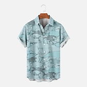 preiswerte Ozean-Druck-Herren Tier Tropisch Fische Hemd Hawaiihemd Sommerhemd Aloha-Shirt Kurze Ärmel Hemd Umlegekragen Tropisch Modisch Hawaiianisch Strasse Casual Hawaiianisch Rote Blau Grau S M L