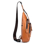 economico Borselli da uomo-borsa a tracolla da uomo in pelle marrone con tasche multiple per attività casual, di viaggio e all&#039;aperto