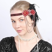 baratos Vestidos dos anos 1920-Conjunto Loucos anos 20 Anos 20 Até o Tornozelo Vestidos Vestido de Festa Roupa com acessórios Mangas curtas O Grande Gatsby Tamanhos Grandes Convidado do casamento Franjas Franjas Decote V Fantasia