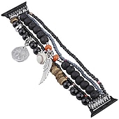 baratos Pulseiras de Apple Watch-Corda trançada artesanal Compatível com Pulseira Apple Watch 38mm 40mm 41mm 42mm 44mm 45mm 49mm Feminino Com Miçangas Boho Contas pulseira de substituição para iwatch Ultra 2 Series 9 8 7 SE 6 5 4 3