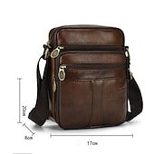 cheap Men&#039;s Bags-Men’s Brown Leather Crossbody Bag with Multiple Zipper Pockets and Adjustable Strap, Vintage Small Shoulder Bag for Travel, Work and Daily Use