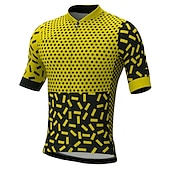abordables Maillots pour hommes-21Grams Homme Maillot Velo Cyclisme Manche Courte Cyclisme Top avec 3 poches arrière VTT Vélo tout terrain Vélo Route Respirable Evacuation de l&#039;humidité Séchage rapide Bandes Réfléchissantes Jaune
