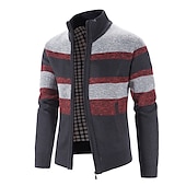 preiswerte Herren Strickjacke-Herren Pullover Strickjacke Zip Pullover Reißverschluss Pullover Jacke Gerippt Stricken Strick Farbblock Ständer Modisch Casual Sport Freizeitskleidung Bekleidung Herbst Winter Marineblau Blau M L XL