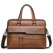 levne Pánské tašky-Pánské Aktovka Taška na laptop PU kůže Kancelář Denní Zip Vrstvené Anti-Dust Pevná barva Tmavěhnědá Černá Hnědá