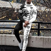 baratos Conjunto de Moletom 3D Masculino-Homens Gráfico Animal 2pcs Conjuntos de moletom 3D Moletom Moletons Manga Longa Calças compridas Com Capuz Roupa de rua Designer Básico Desportos e Ar livre Casual Esportes Zíper Primavera Outono