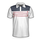 preiswerte Hawaii-Poloshirt für Herren-Kentucky Derby Herren Ente Hawaiianische Polohemden Golfshirt Kurzarm Polo-Shirts Hemden mit Kragen Lässig Strandbekleidung Urlaubskleidung Tropenkleidung Party-Outfits Knöpfe 3D-Druck Weiß Blau
