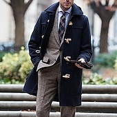 abordables Gabardina para hombre-Hombre Abrigo de invierno Sobretodo Peacoat Calle Negocio Invierno Poliéster Resistente al Viento Mantiene abrigado Ropa de calle Ropa Ropa de calle Casual no imprimible Color sólido Bolsillo Cuello