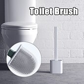 halpa Vessaharja-silikoni-wc-harja- ja pidikesarja, vallankumouksellinen flex-wc-harja, syväpuhdistava kylpyhuone-wc-harja ja nopeasti kuivuva pidikesarja, luistamaton pitkä muovikahva