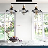 cheap Flush Mounts &amp; Semi Flush Mounts-3-Light Vintage Loft Ceiling Lamp Flush Mount Light Direction Adjustable 3-Head Metal Mirror Glass Living Room Dining Room