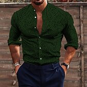 cheap Ethnic Pattern-Men&#039;s Floral Shirt Button Up Shirt Long Sleeve Vintage Fashion Designer Outdoor Casual Holiday Fall &amp; Winter Stand Collar Print Button-Down Black White Yellow Blue Brown