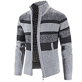 preiswerte Herren Strickjacke-Herren Pullover Strickjacke Zip Pullover Reißverschluss Pullover Jacke Gerippt Stricken Strick Farbblock Ständer Modisch Casual Sport Freizeitskleidung Bekleidung Herbst Winter Marineblau Blau M L XL