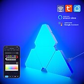 cheap Smart Lights-LED Smart Light Triangle Wall Panel Light RGB Color Rhythm App Controlled Gaming Tuya Wifi Bluetooth Remote Control Plate Quantum Lamp E-sports Intelligent Voice Controlled