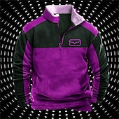 voordelige Vintage Etnische Hoodies-Voor heren Grafisch Kleurenblok Trui met capuchon Hoodies Sweatshirt Sweatshirt met rits Lange mouw Sweatshirt met capuchon Halve rits Streetwear 3D-afdrukken Sport &amp; Outdoor Casual Dagelijks Rood