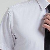 baratos Camisas masculinas de negócios-Homens Saia Tecido Casamento Ao ar livre Preto Branco Azul Marinha Azul Manga Curta Decote Quadrado Verão Roupa Botão para baixo
