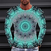 preiswerte 3D-T-Shirts-Herren Graphic Technologie T Shirt Tee Langarm T-Shirt 3D-Druck Rundhalsausschnitt Hemd Modisch Designer Einfach Outdoor Casual Täglich Gelb Blau Grün Frühling &amp; Herbst Bekleidung S M L XL 2XL 3XL