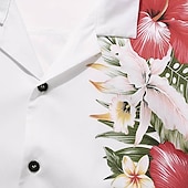 billiga Växter Mönster-Herr Blommig Skjorta Knapp upp skjorta Kortärmad Tropisk Mode Hawaiisk Ledigt Helgdag Strand Sommar Vår Nedvikt Mönster Button-Down Gul Rubinrött Blå Purpur Grön