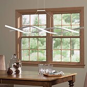 voordelige Eilandlichten-2-lichts 80/100cm led hanglamp aluminium lijn design curl wave design verstelbare kroonluchter nordic style eetkamer woonkamer verlichting 36w 110-240v alleen dimbaar met afstandsbediening
